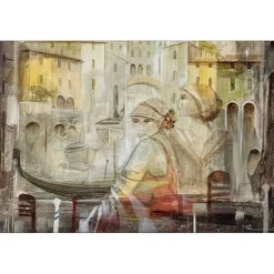 RUSCONI Tino - Huile sur toile "Sguardi inoiscreti - Regards indiscrets" 60x60cm