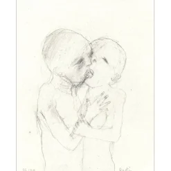 RUSTIN Jean - Lithographie "Le couple" 21x16cm - 1998