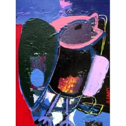SAAM Jérôme - Dessin original à l'acrylique sur papier "Le paon" 29x21cm