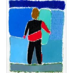 SAAM Jérôme - Dessin original au pastel sur papier "Le Body Surfer" 35x28cm