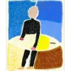 SAAM Jérôme - Dessin original au pastel sur papier "Le Surfer" 35x28cm