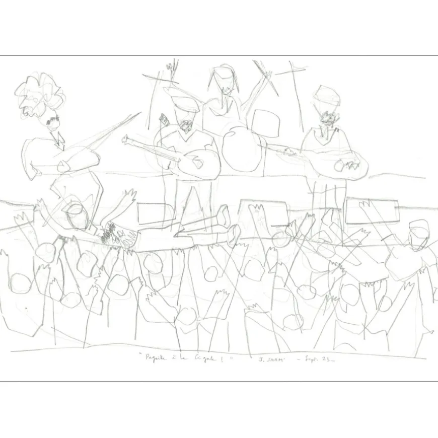 SAAM Jérôme - Dessin original sur papier "Pagaille à La Cigale" 42x60cm - 2023