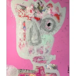 SAAM Jérôme - Dessin original à l'acrylique sur papier "Le Rockeur et le confettis" 41x32cm