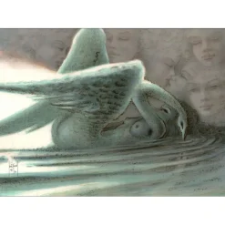 SAINT-GENIES Françis - Lithographie originale "Le cygne" 56x76cm