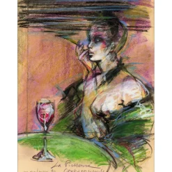 SALMON Michèle - Dessin original "La pierreuse consciencieuse" 49x37cm - 1990