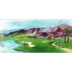 SALMON Michèle - Lithographie originale "Golf, Le petit green" 29x67cm
