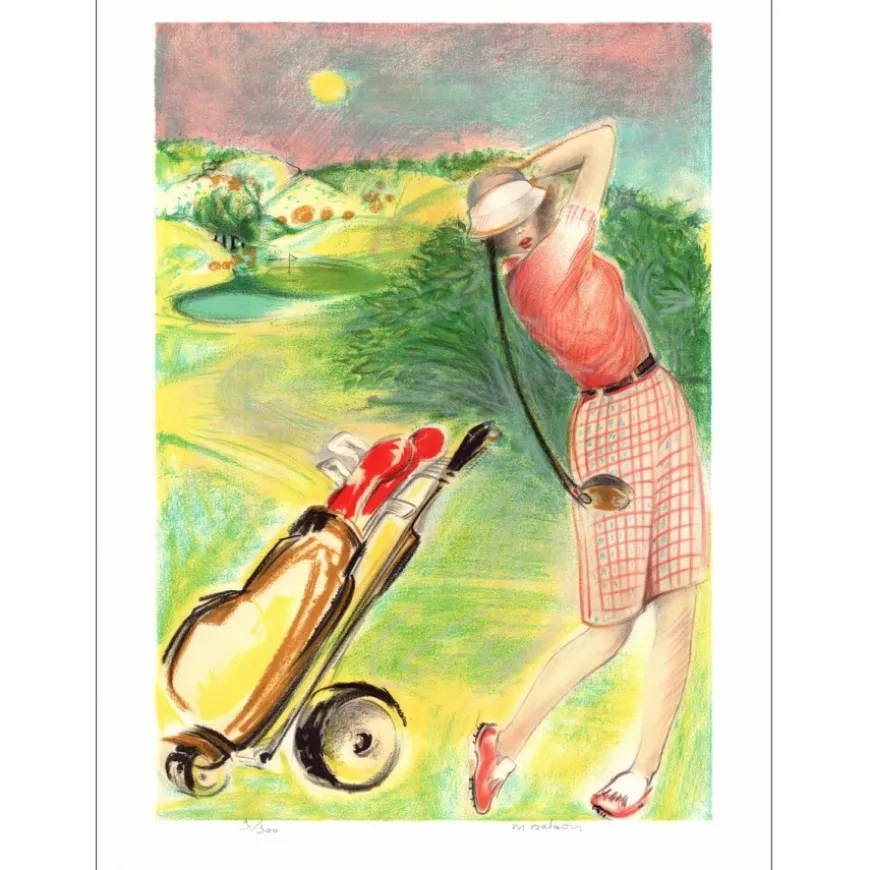 SALMON Michèle - Lithographie originale "Golfeur, Le Swing" 75x56cm