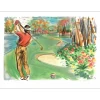SALMON Michèle - Lithographie originale "Golfeur, L'approche" 56x75cm