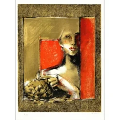SALMON Michèle - Lithographie originale "Portrait de femme" - 76x54cm