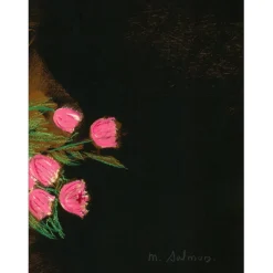 SALMON Michèle - Lithographie rehaussée "Femmes aux tulipes" 37x52cm