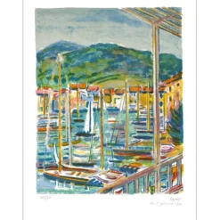 SAVARY Robert - Lithographie originale "Port Grimaud" 65x50cm