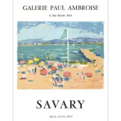SAVARY Robert - Lithographie "Exposition Galerie Paul Ambroise, Paris" 62x47cm - 1973