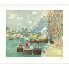 SAVARY Robert - Lithographie originale "Paris, Les péniches sur la Seine" 67x82cm