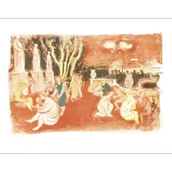 SAVIN Maurice - Lithographie originale "Les jardins du Luxembourg" 50x65cm - 1962