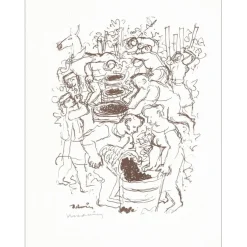 SAVIN Maurice - Lithographie "Les vendanges" 32x25cm