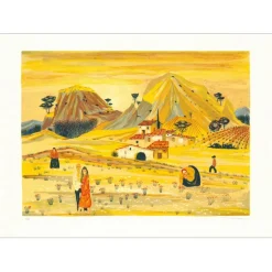 SAVY Max - Lithographie originale "Champ naïf" 48x65 cm