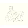 SCHIELE Egon - Lithographie "Homme nu accroupi (autoportrait) 2, 1918" 65x50cm