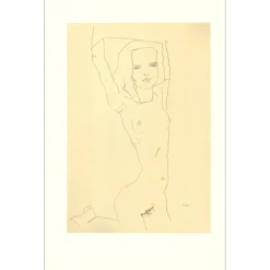 SCHIELE Egon - Lithographie "Fille nue avec les bras levés, 1910" 50x32cm