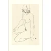 SCHIELE Egon - Lithographie "Femme nue agenouillée tournée à droite, 1918" 50x32cm