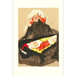 SCHIELE Egon - Lithographie "Fille rousse aux jambes écartées, 1910" 50x32cm