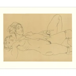 SCHIELE Egon - Lithographie "Deux femmes nues allongées, 1914" 65x50cm