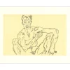 SCHIELE Egon - Lithographie "Homme nu accroupi (autoportrait), 1918" 65x50cm