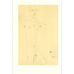 SCHIELE Egon - Lithographie "Homme nu, debout, 1912" 50x32cm