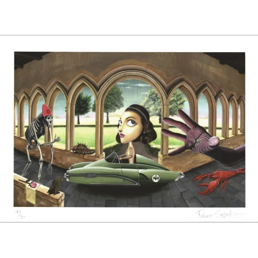 SCHOLL Fabien - Lithographie numérique "Wedding run" 61x88cm