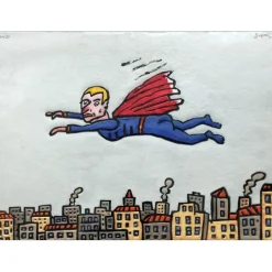 SEGUI Antonio - Aquagravure originale "Super Héros" 54x75cm