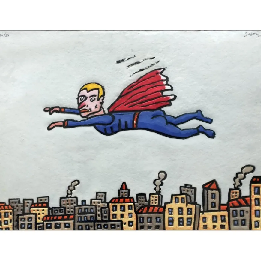 SEGUI Antonio - Aquagravure originale "Super Héros" 54x75cm