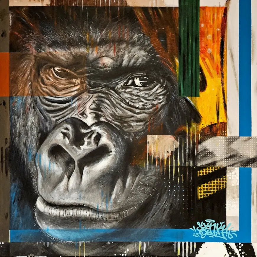 SENK Malcolm - Peinture originale - "Wild Spirit" 80x80cm - 2024