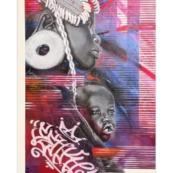 SENK Malcolm - Peinture originale Acrylique et Aérosol sur Toile - "TribalSoul" 116x89cm - 2023