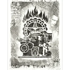 SHEPARD FAIREY (OBEY) - Sérigraphie "PRINTING-PRESS-DAMAGED-ETCHING-OFFSETS" 61x46cm - 2023