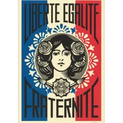 SHEPARD FAIREY (OBEY) - Sérigraphie "LIBERTÉ ÉGALITÉ FRATERNITÉ" 91x61cm