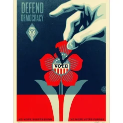 SHEPARD FAIREY (OBEY) - Sérigraphie "DEFEND DEMOCRACY" 61x46cm - 2023