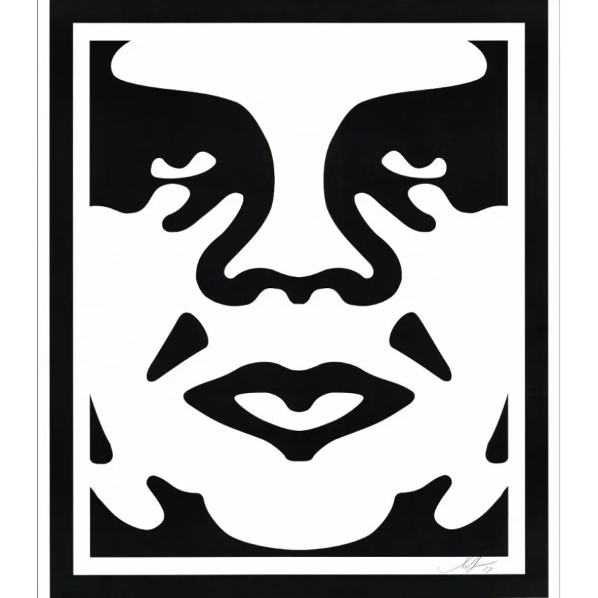SHEPARD FAIREY (OBEY) - Sérigraphie "FACE WHITE 02" 76x63cm