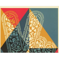 SHEPARD FAIREY (OBEY) - Sérigraphie "Peace Fingers Geometric " 91x61cm
