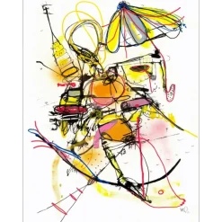 SMAEL (Ismaël Vagner) - HPM, Aquarelle et sérigraphie (unique) "O equilibristo HC2/6" 65x50cm - 2013