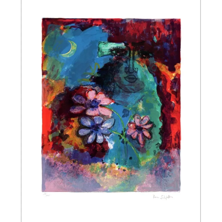 SOLOJOFF Dan - Lithographie originale "Composition aux fleurs" 76x56cm