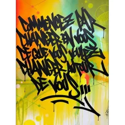 SONER David - Peinture originale Acrylique et Aérosol sur papier "Caligrafitizm 50" 75x55cm - 2023