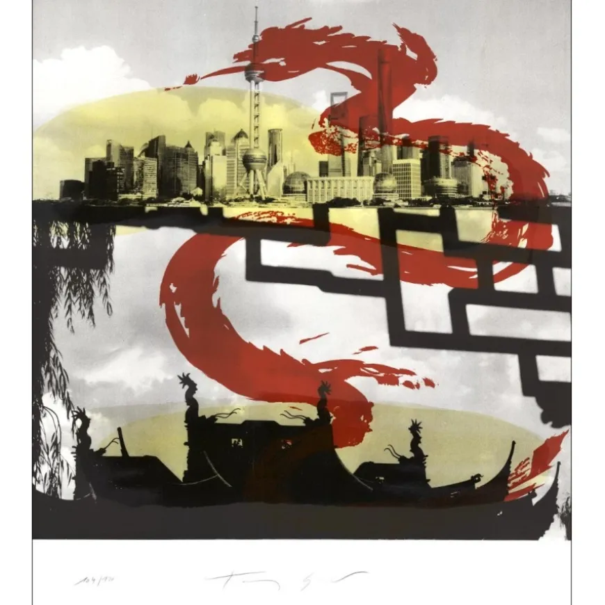 SOULIÉ Tony - Lithographie originale "Shanghai" 90x76cm