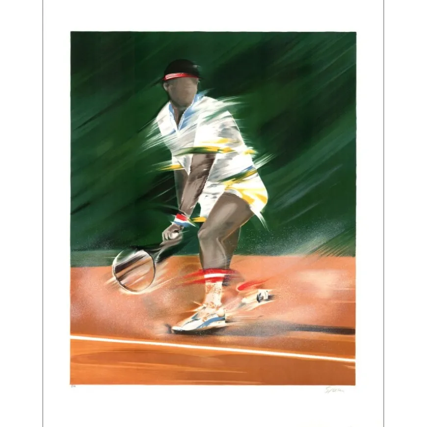 SPAHN Victor - Lithographie originale " Le joueur de tennis" 76x56cm