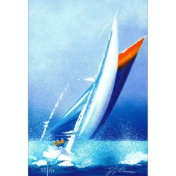 SPAHN Victor - Lithographie originale " Voiliers V " 26x17cm