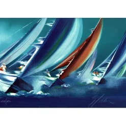 SPAHN Victor - Lithographie originale " Voiliers II " 30x44cm