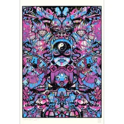 Speedy Graphito - HPM Acrylique et sérigraphie (unique) "Urban Karma" 78x49cm - 2017