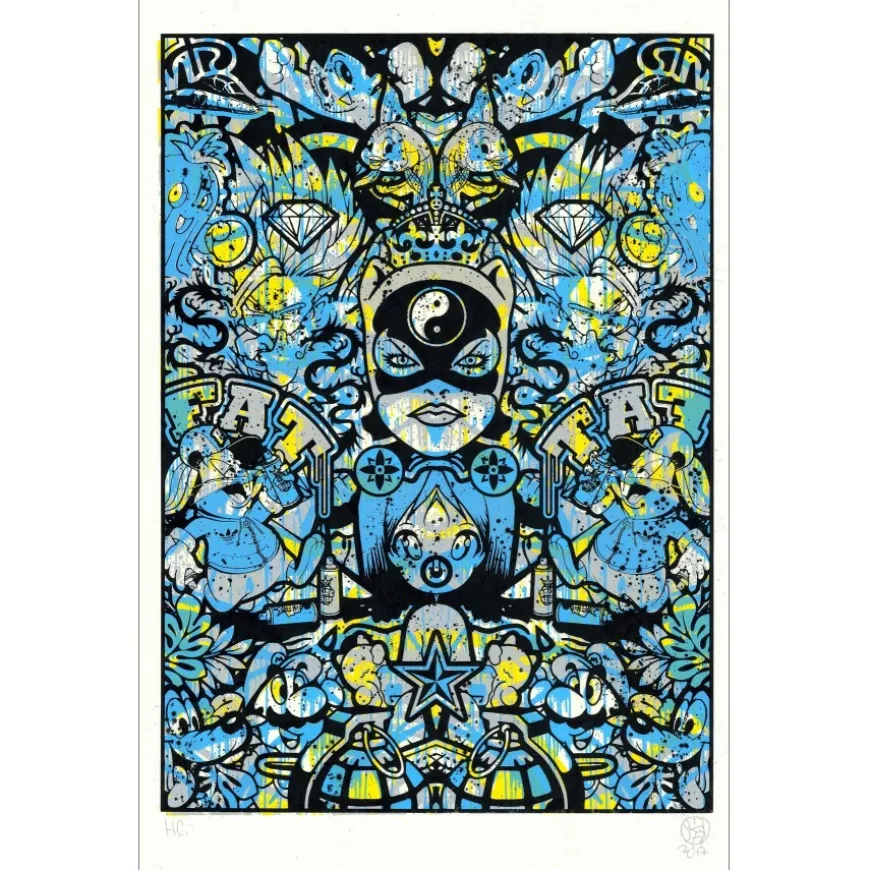 Speedy Graphito - HPM Acrylique et sérigraphie (unique) "Urban Karma" 76x49cm - 2017