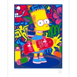 Speedy Graphito - Sérigraphie originale "Bart Simpson, Board to be wild" 40x30cm - 2021