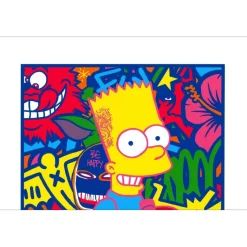 Speedy Graphito - Sérigraphie originale "Bart Simpson, Board to be wild" 40x30cm - 2021