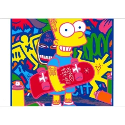 Speedy Graphito - Sérigraphie originale "Bart Simpson, Board to be wild" 40x30cm - 2021