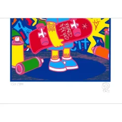 Speedy Graphito - Sérigraphie originale "Bart Simpson, Board to be wild" 40x30cm - 2021